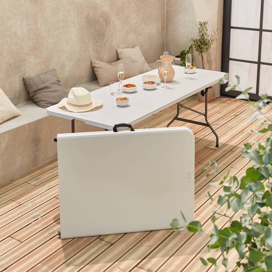 sweeek - Lot de 2 tables de réception. pliables 180cm. table pliante avec poignée de transport. table de camping | sweeek - Image 7