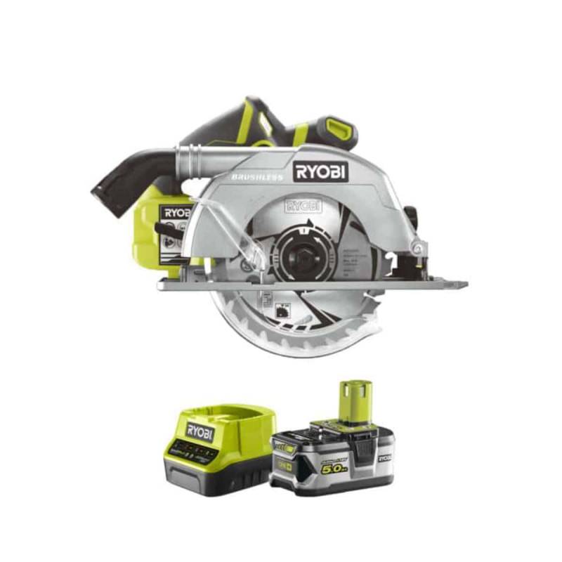 Ryobi - Pack RYOBI Scie circulaire Brushless 18V One+ 60mm R18CS7-0 - 1 batterie 5.0Ah - 1 chargeur rapide 2.0Ah RC18120-150 - Image 1