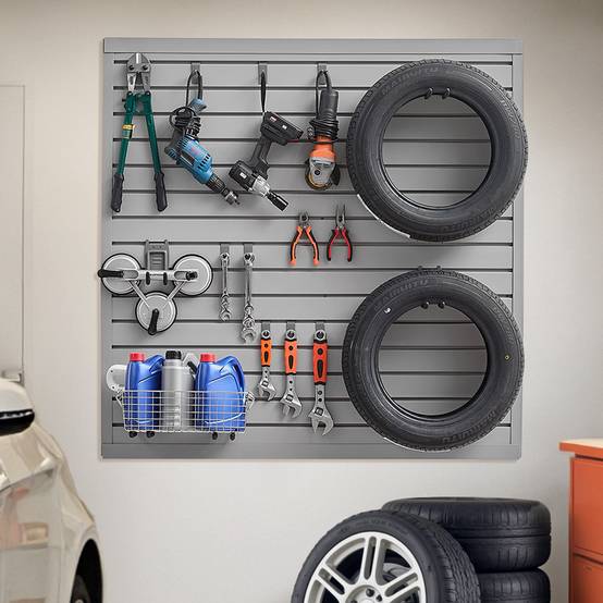 VEVOR Panneau mural garage 1230x1235 mm, PVC, gris modulaire. - Image 8