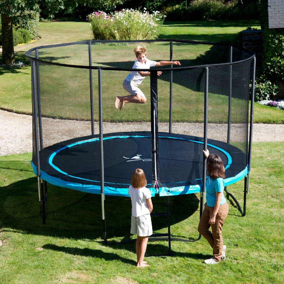 Trampolino da giardino 300cm + rete di sicurezza - JUMPI 300 – Nero/Verde