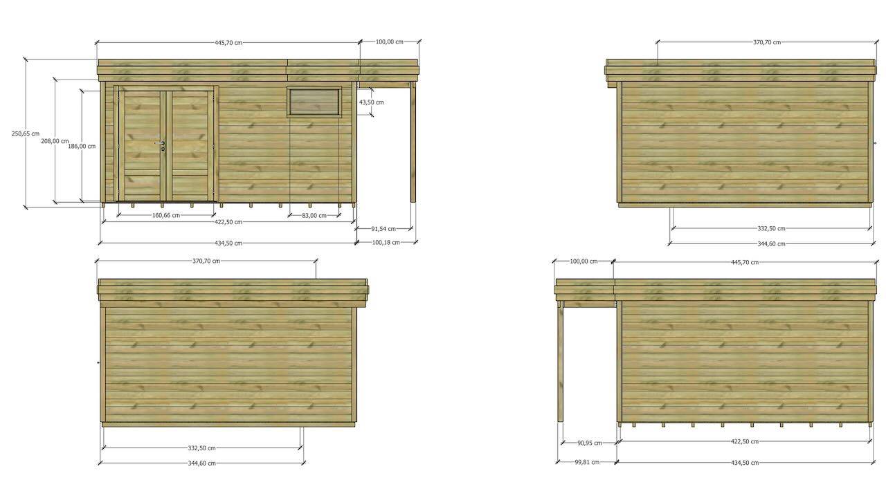 ABRI DE JARDIN bois  autoclave 27mm - 5,34x4,34m / 23m2 - Bac acier - Plancher bois - Image 4