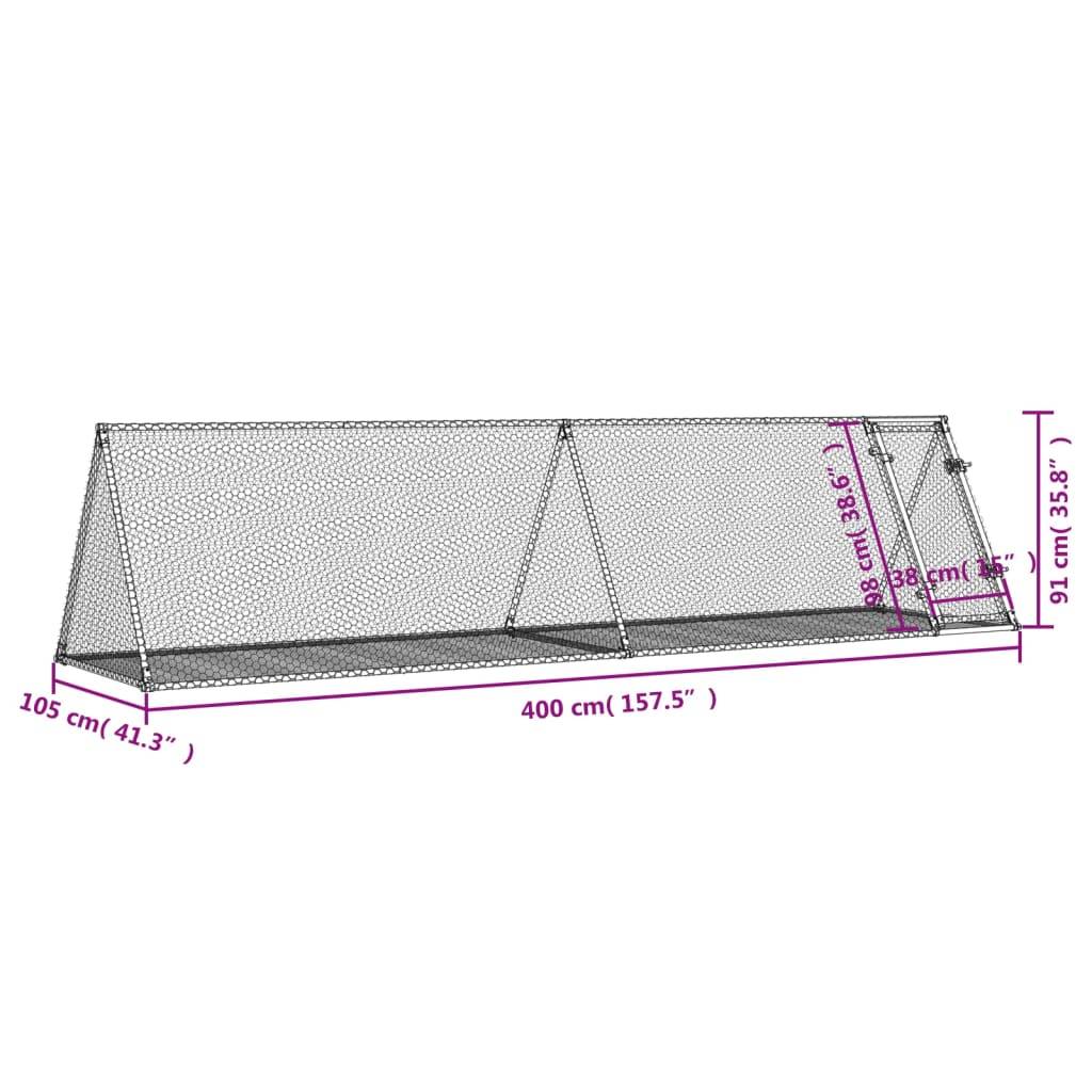 Vidaxl - Clapier argenté 400x105x91 cm acier galvanisé vidaXL 3281531 - Image 3