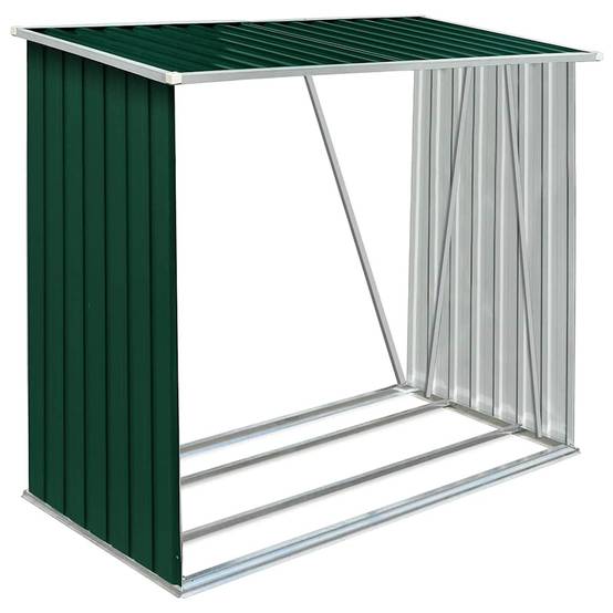 Range-bûches Acier Galvanisé 2m³ pour Jardin ou Terrasse 163x83x154 cm Vert - ComfortXL Outdoor Living - Image 2