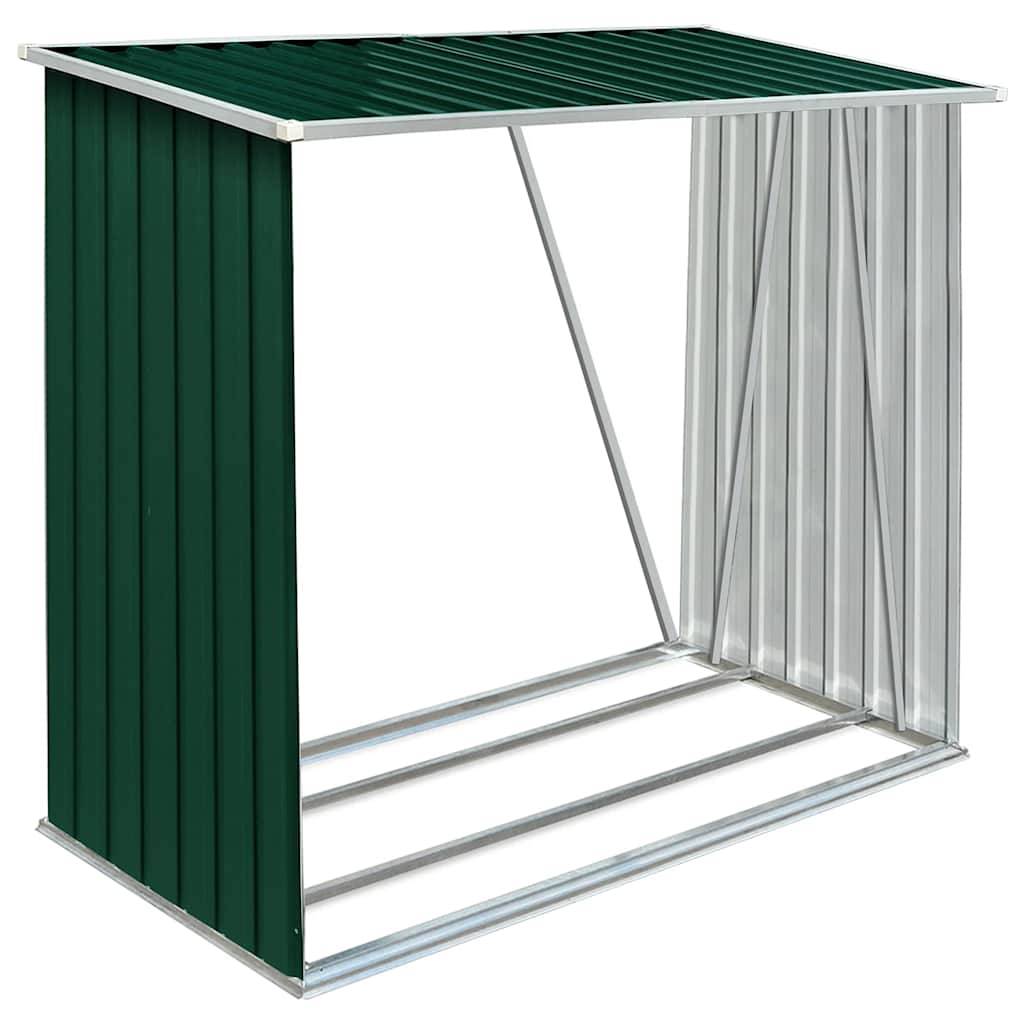 Range-bûches Acier Galvanisé 2m³ pour Jardin ou Terrasse 163x83x154 cm Vert - ComfortXL Outdoor Living - Image 2