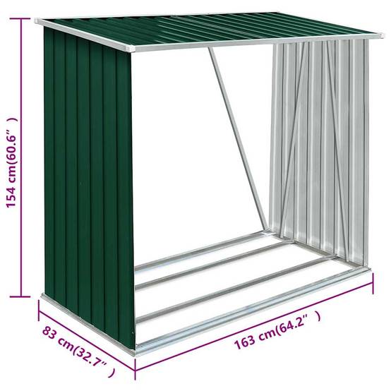 Range-bûches Acier Galvanisé 2m³ pour Jardin ou Terrasse 163x83x154 cm Vert - ComfortXL Outdoor Living - Image 7