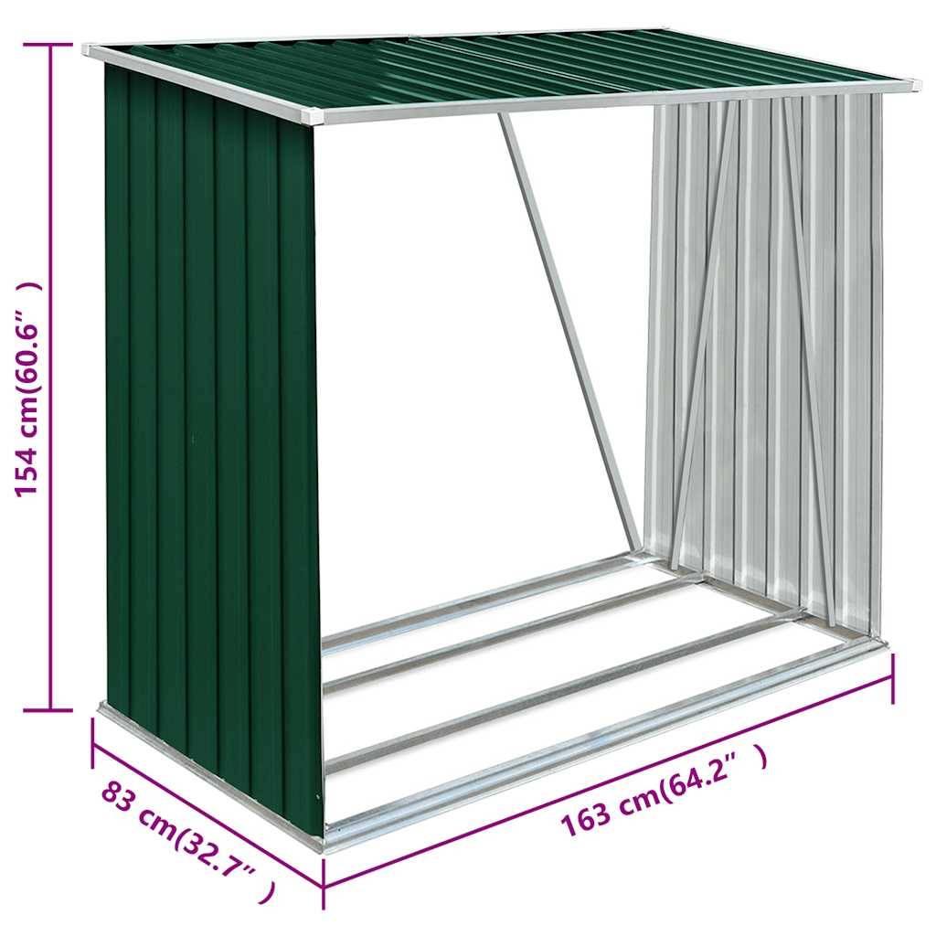 Range-bûches Acier Galvanisé 2m³ pour Jardin ou Terrasse 163x83x154 cm Vert - ComfortXL Outdoor Living - Image 7