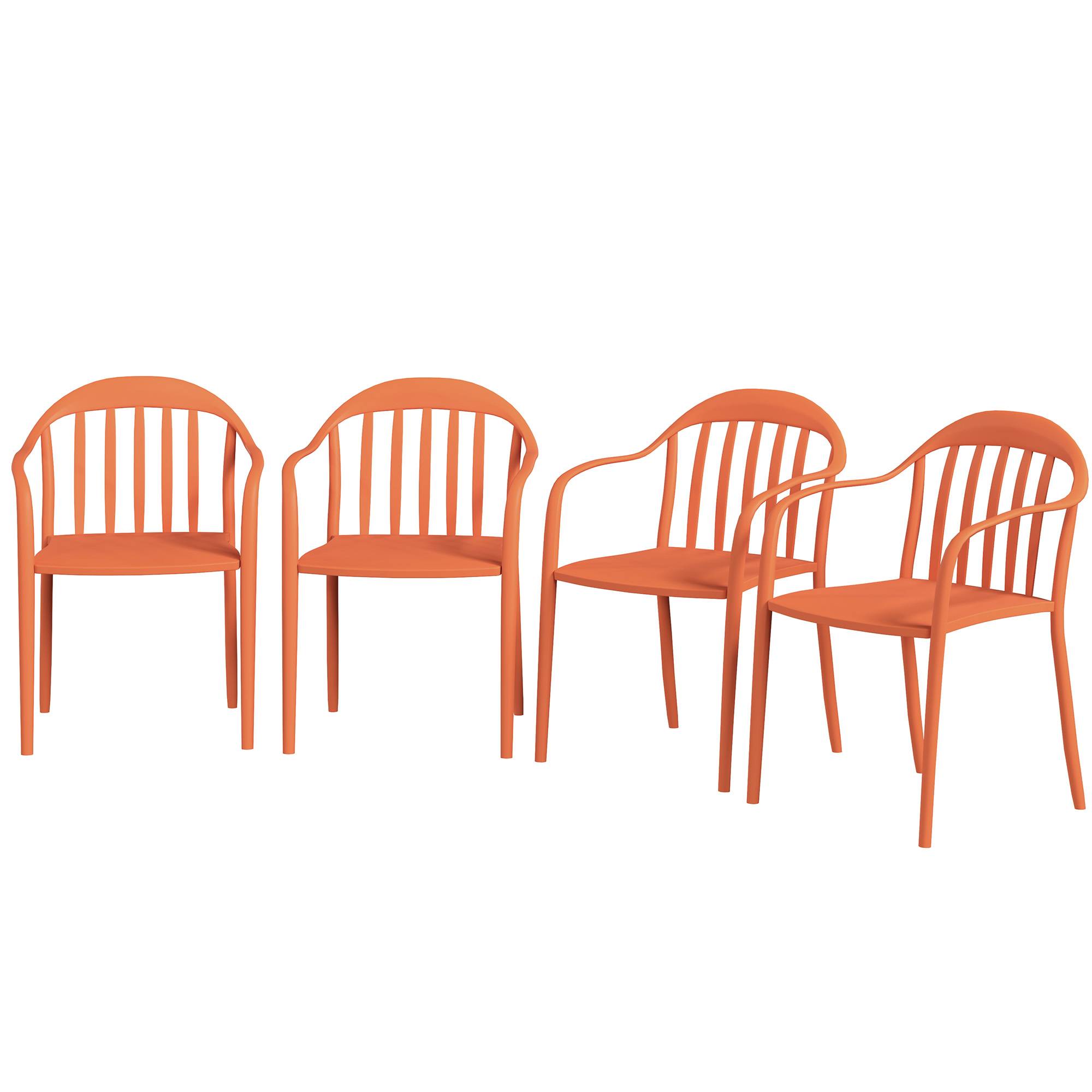 Lot de 4 chaises de jardin en plastique empilables avec accoudoirs, capacité 120 kg, meubles extérieurs pratiques - Image 1