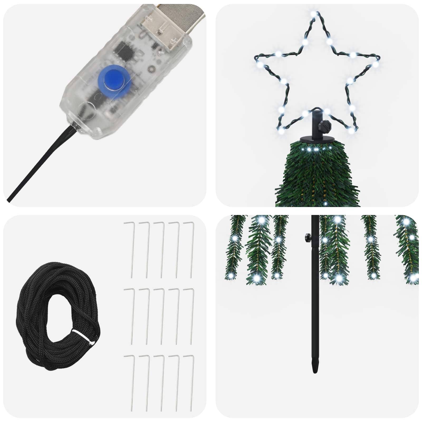 Vidaxl - Arbre de Noël LED 180 cm 255 LED Blanc froid Acier Noir vidaXL 42050825 - Image 5
