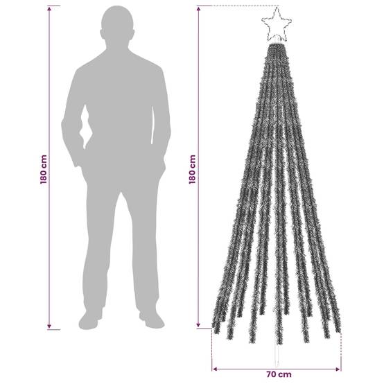 Vidaxl - Arbre de Noël LED 180 cm 255 LED Blanc froid Acier Noir vidaXL 42050825 - Image 3