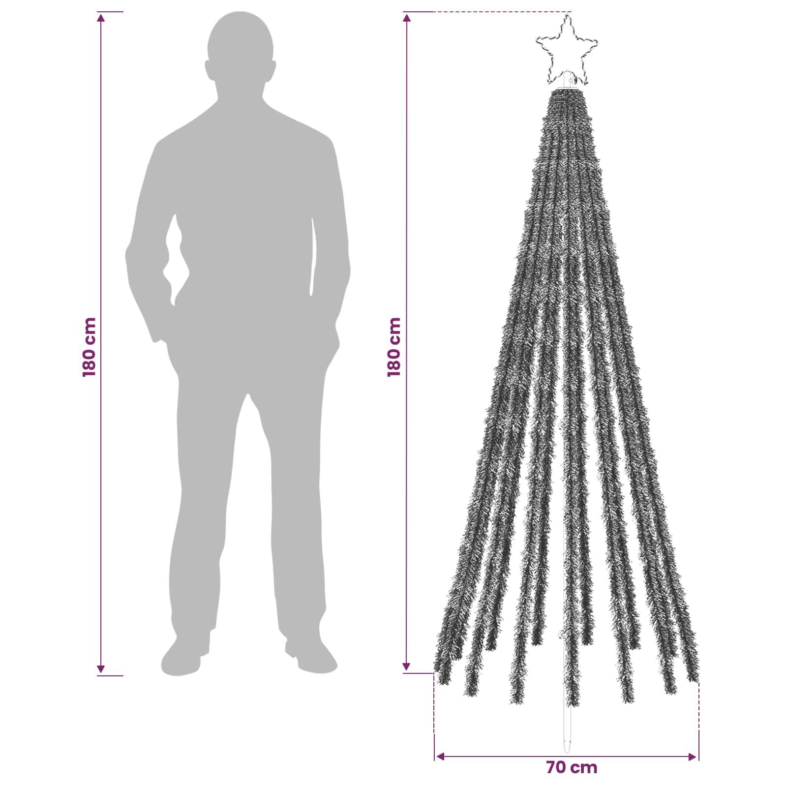 Vidaxl - Arbre de Noël LED 180 cm 255 LED Blanc froid Acier Noir vidaXL 42050825 - Image 3