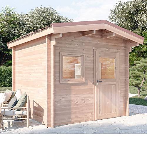 Studio de jardin RIVOIRE 9m² - Bois Douglas épaisseur 55mm - Porte & fenêtres bois - Toiture Bacacier avec voliges ss toiture - MON CHALET DE JARDIN - Image 1