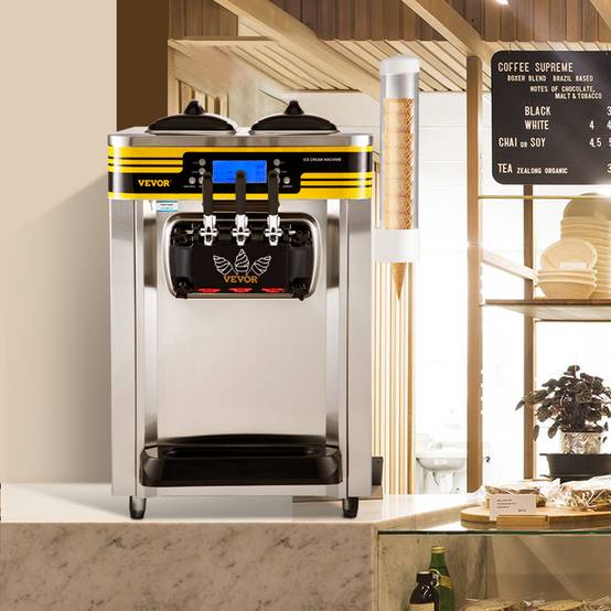 VEVOR Machine à glace italienne 22-30L/h 2350W, trémie 6L, pré-refroidissement, 3 saveurs, 1 clic décongélation. - Image 8
