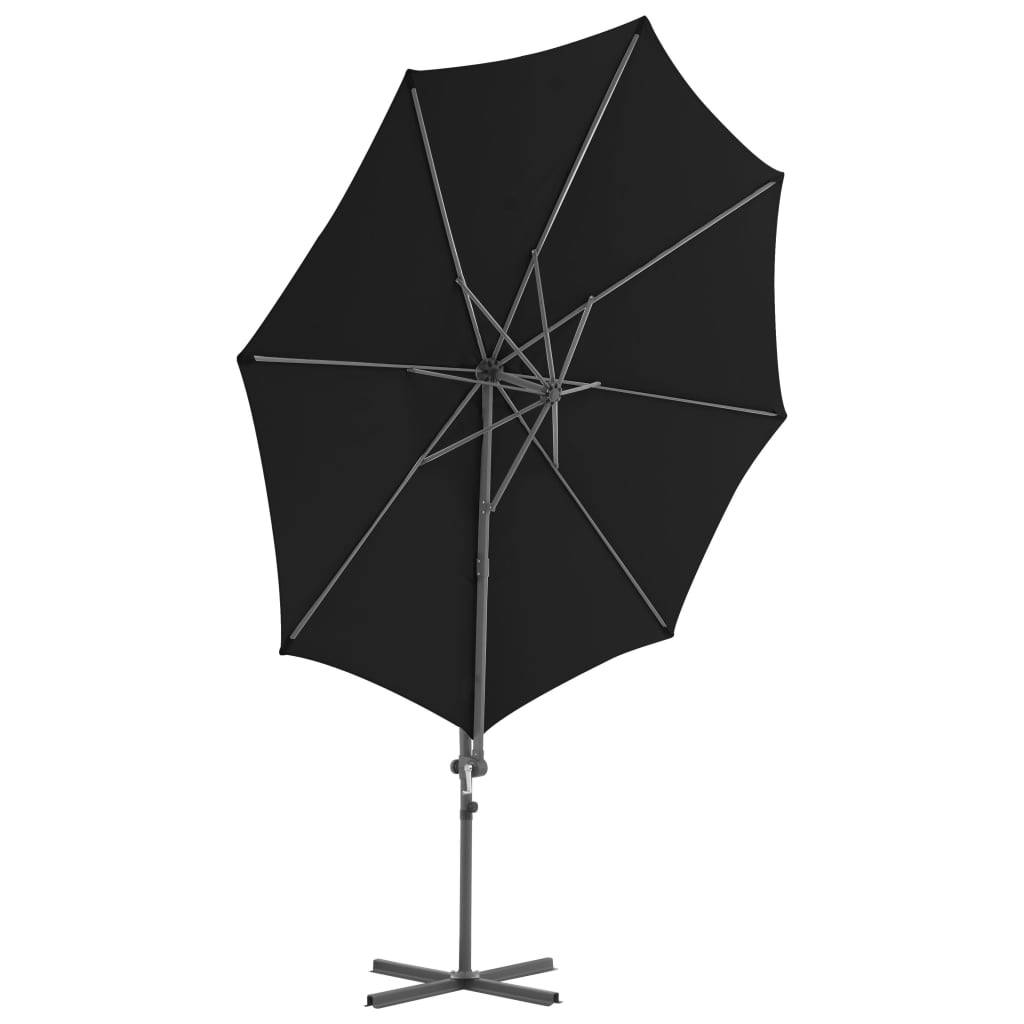 Helloshop26 - Parasol mobilier de jardin déporté avec mât en acier 300 cm noir - Image 3