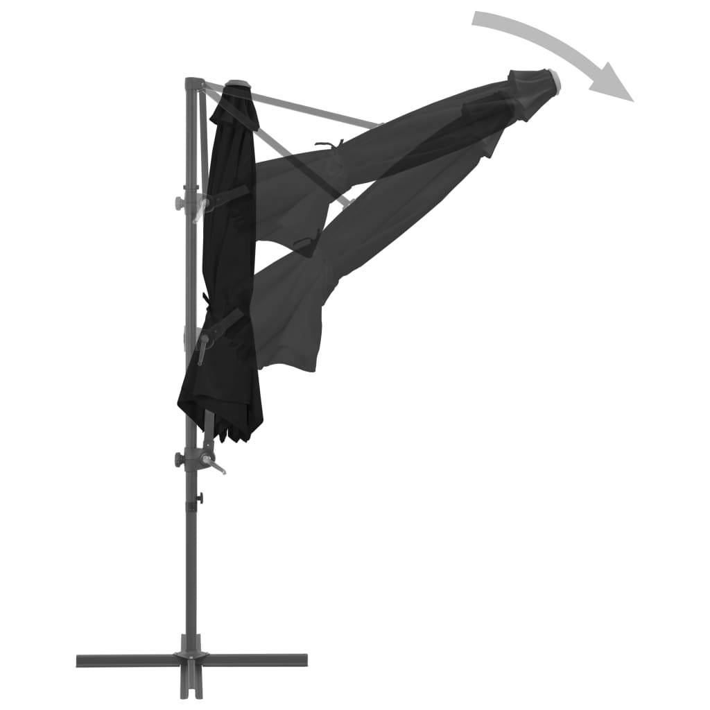 Helloshop26 - Parasol mobilier de jardin déporté avec mât en acier 300 cm noir - Image 5