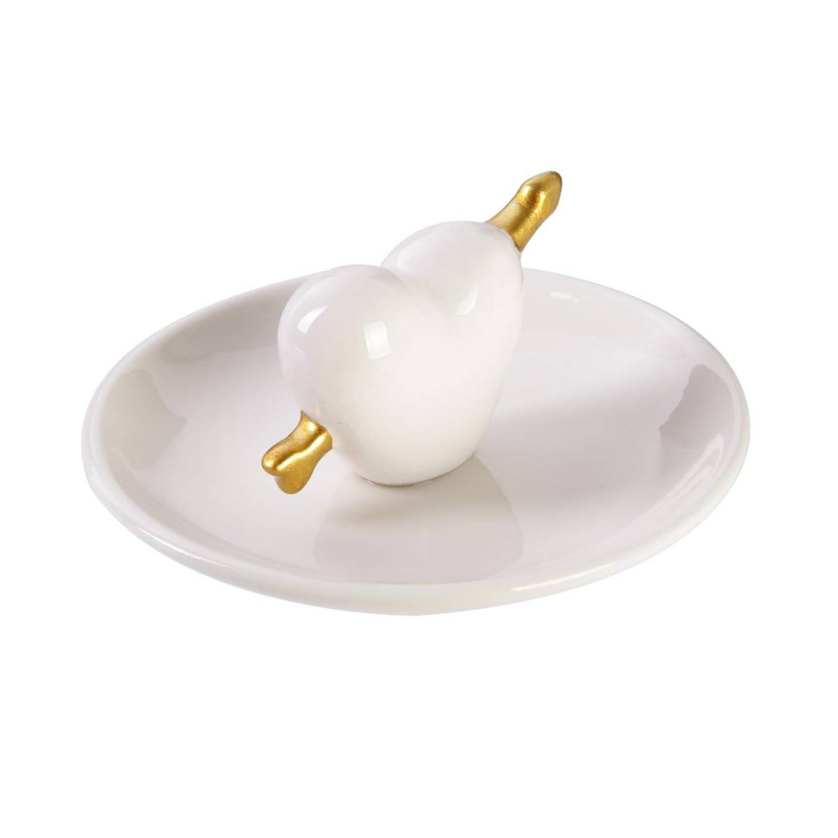 The Home Deco Factory - Porte Bijoux en Céramique "Cœur" 10cm Blanc - Image 3