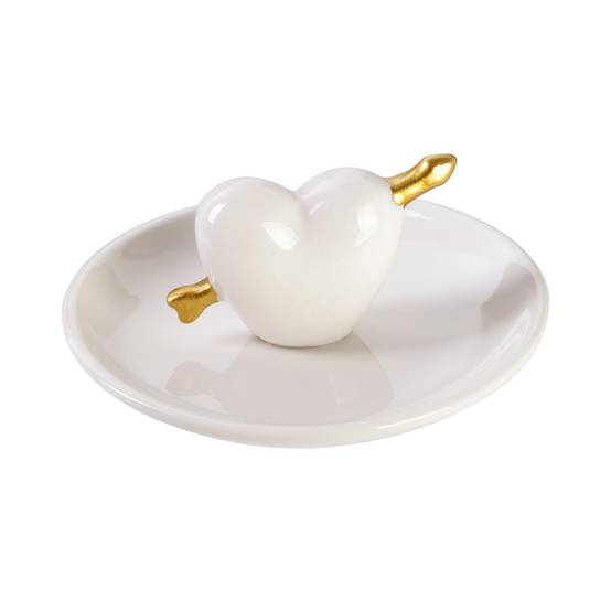 The Home Deco Factory - Porte Bijoux en Céramique "Cœur" 10cm Blanc - Image 2