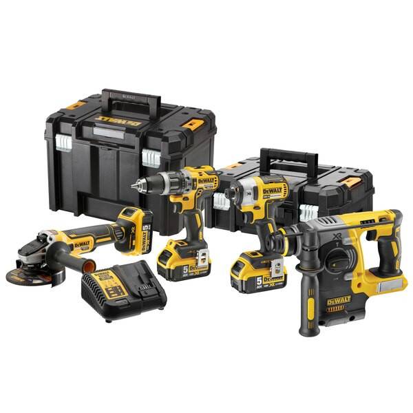 Pack 4 outils 18V XR (DCH273 + DCG405 + DCD796 + DCF887) + 3 batteries 5Ah + chargeur + coffret T-Stak - DEWALT - DCK422P3T-QW - Image 1