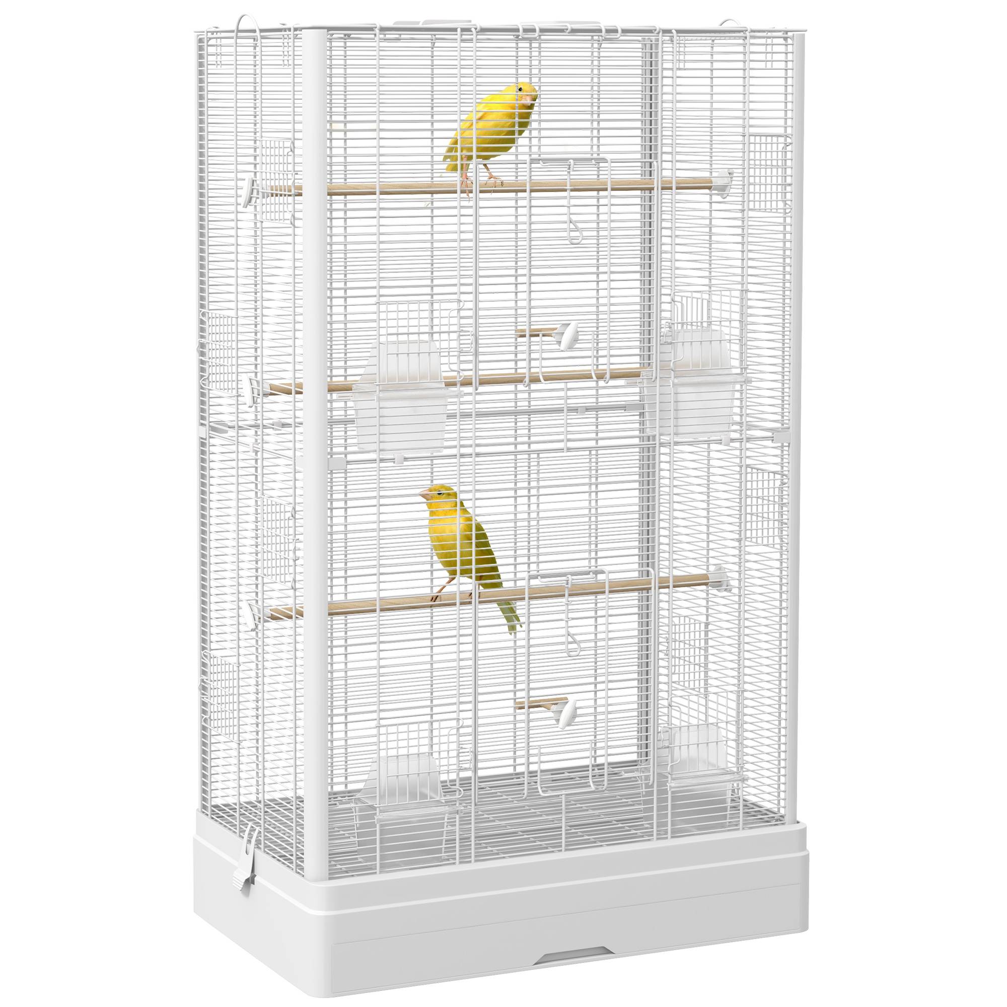 Sans Marque - Cage à oiseaux avec plateau amovible et perchoirs, volière pour perroquet, 61 x 36,5 x 98 cm, blanche - Image 1