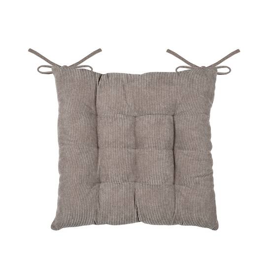 Lovely Casa - Galette de chaise carrée en velours côtelé - LOVELY CASA - Polyester - Taupe