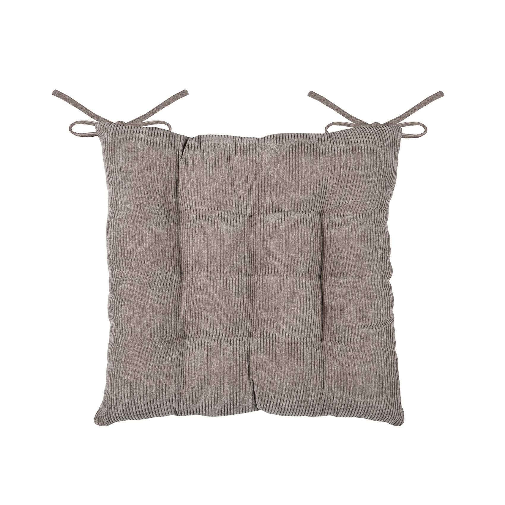 Lovely Casa - Galette de chaise carrée en velours côtelé - LOVELY CASA - Polyester - Taupe