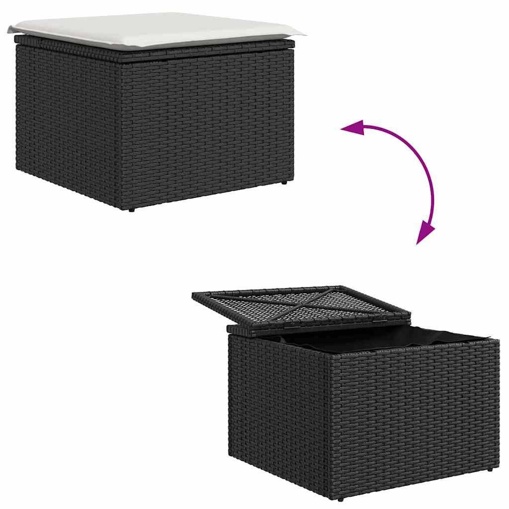 ComfortXL - Petit Salon de Jardin 4 Pièces Résine Tressée Table Basse Rangement Intégré Balcon Noir et Crème – ComfortXL Outdoor Living - Image 7