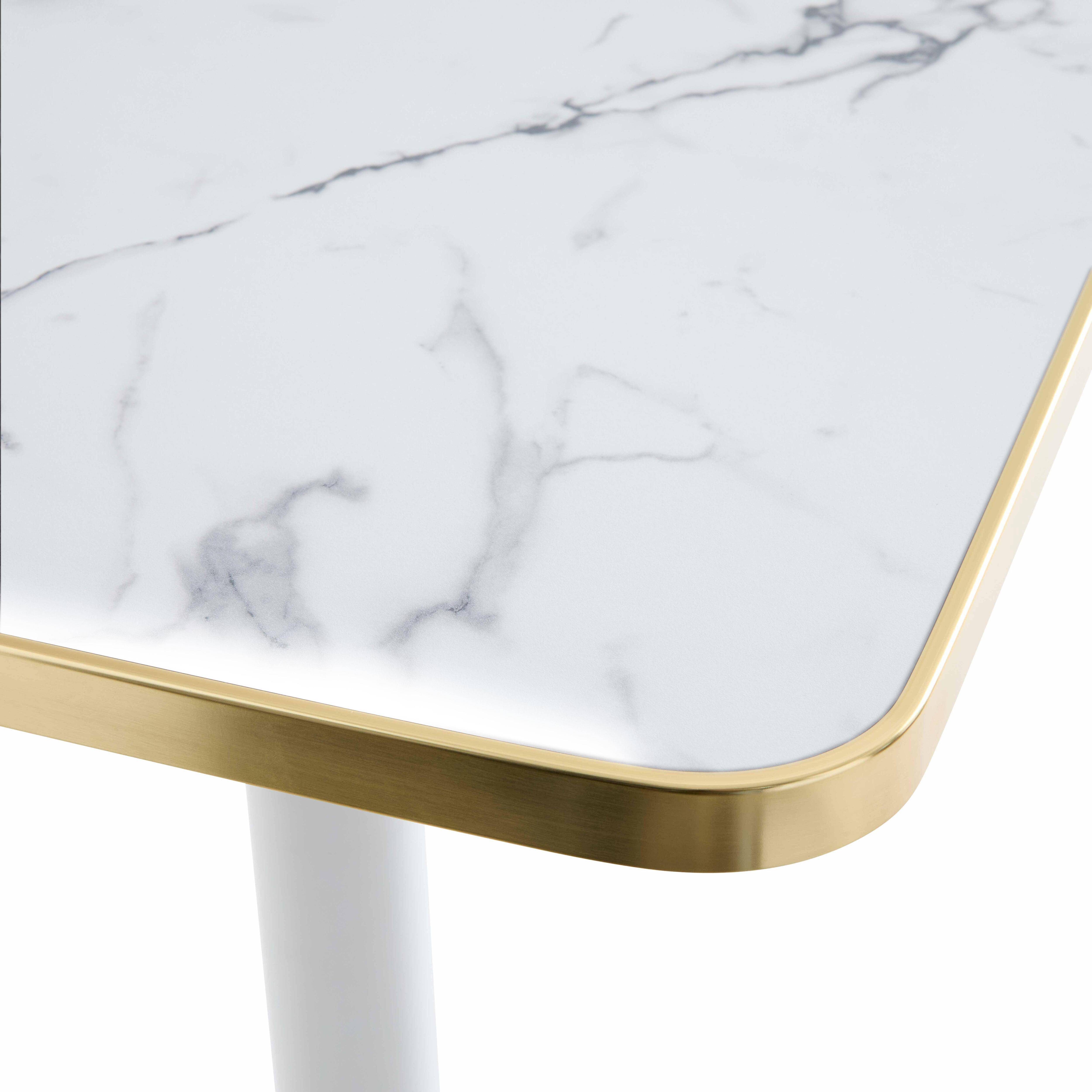 Oviala - Plateau de table carré marbre blanc cerclage doré 60cm Montmartre - Oviala - Image 5