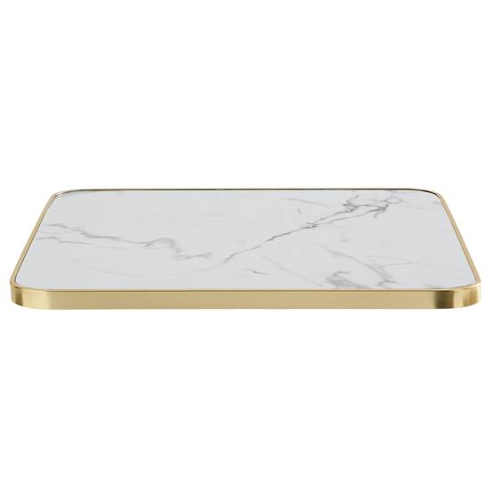 Oviala - Plateau de table carré marbre blanc cerclage doré 60cm Montmartre - Oviala - Image 2