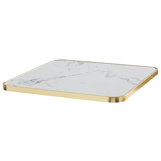 Oviala - Plateau de table carré marbre blanc cerclage doré 60cm Montmartre - Oviala - Image 1
