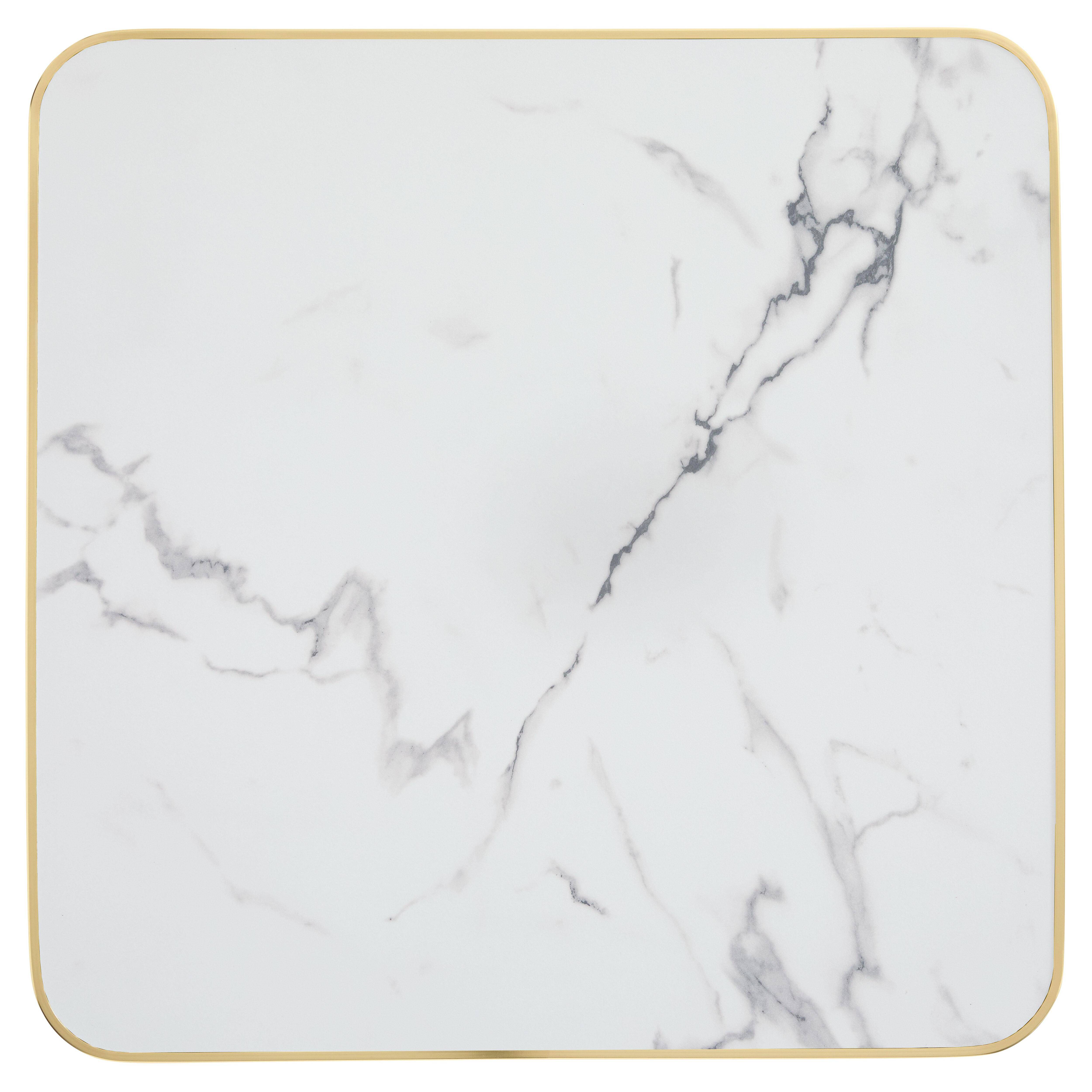 Oviala - Plateau de table carré marbre blanc cerclage doré 60cm Montmartre - Oviala - Image 3