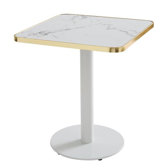 Oviala - Plateau de table carré marbre blanc cerclage doré 60cm Montmartre - Oviala - Image 6