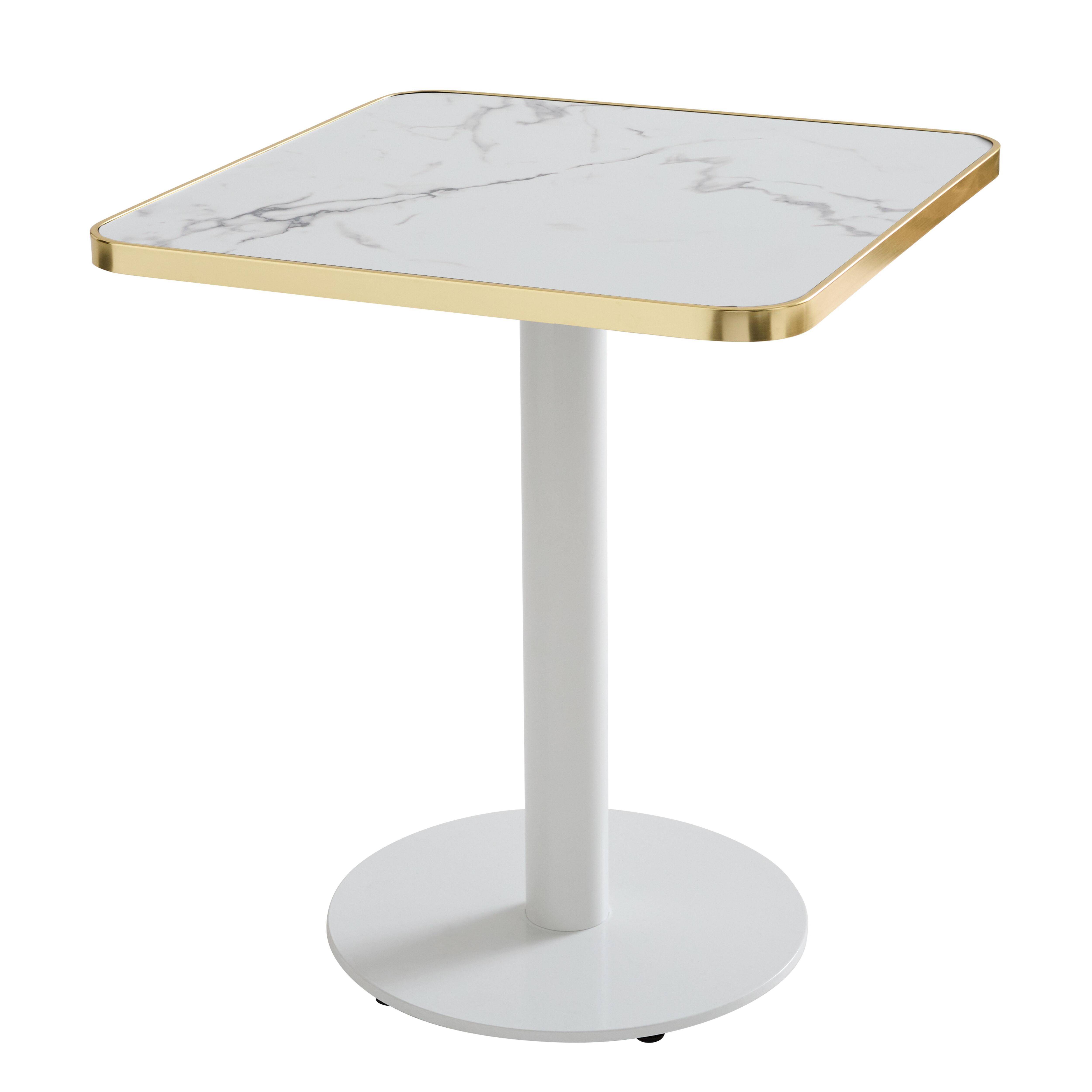 Oviala - Plateau de table carré marbre blanc cerclage doré 60cm Montmartre - Oviala - Image 6