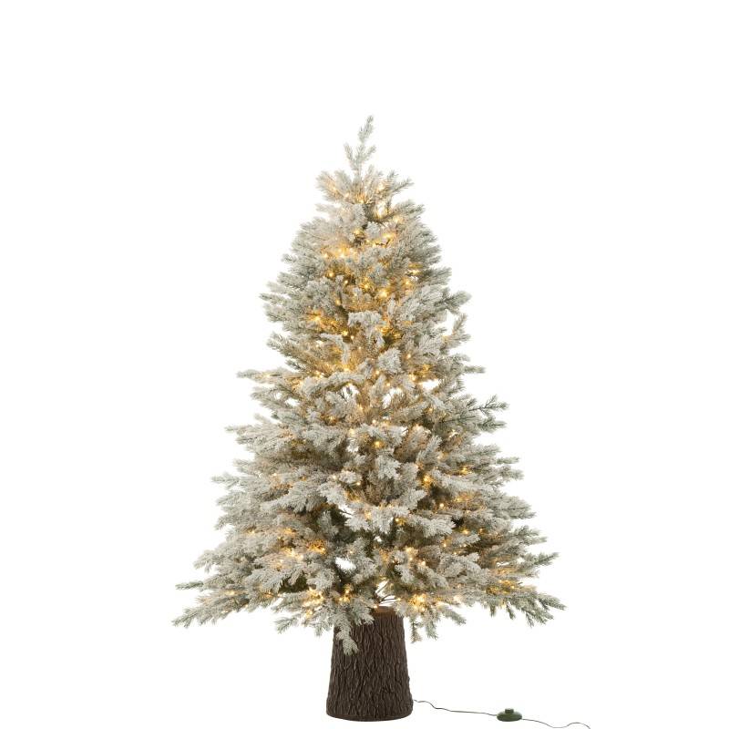 J-Line - Sapin de Noël artificiel enneigé avec 600 led en métal vert H.150cm - J-Line - Image 1