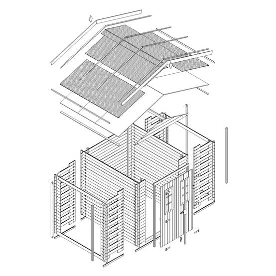 Timbela - Abri de jardin en bois et range bûches extérieur I206xL328xH218 cm/ 3,53+0,97+0,97 m² - 19 mm d’épaisseur - Timbela M391C - Image 7