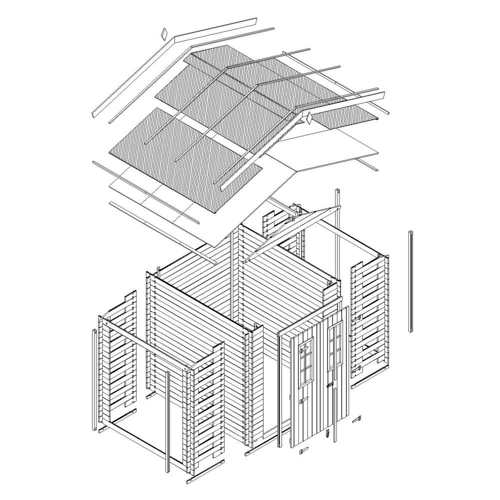 Timbela - Abri de jardin en bois et range bûches extérieur I206xL328xH218 cm/ 3,53+0,97+0,97 m² - 19 mm d’épaisseur - Timbela M391C - Image 7