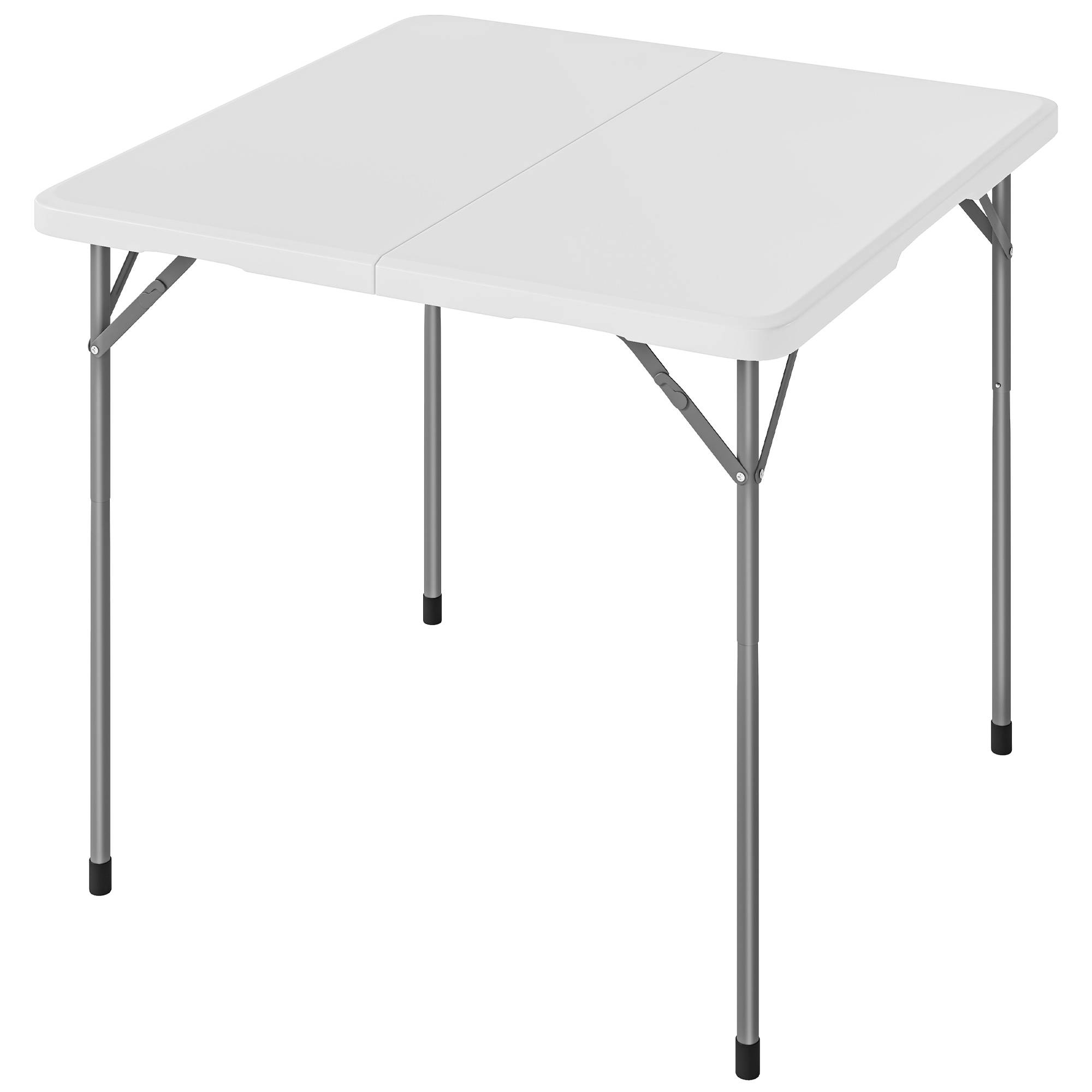 ComfortXL - Table pliante camping HDPE métal jardin repas hauteur réglable 86 x 86 x 74 cm blanche - ComfortXL Outdoor Living - Image 2