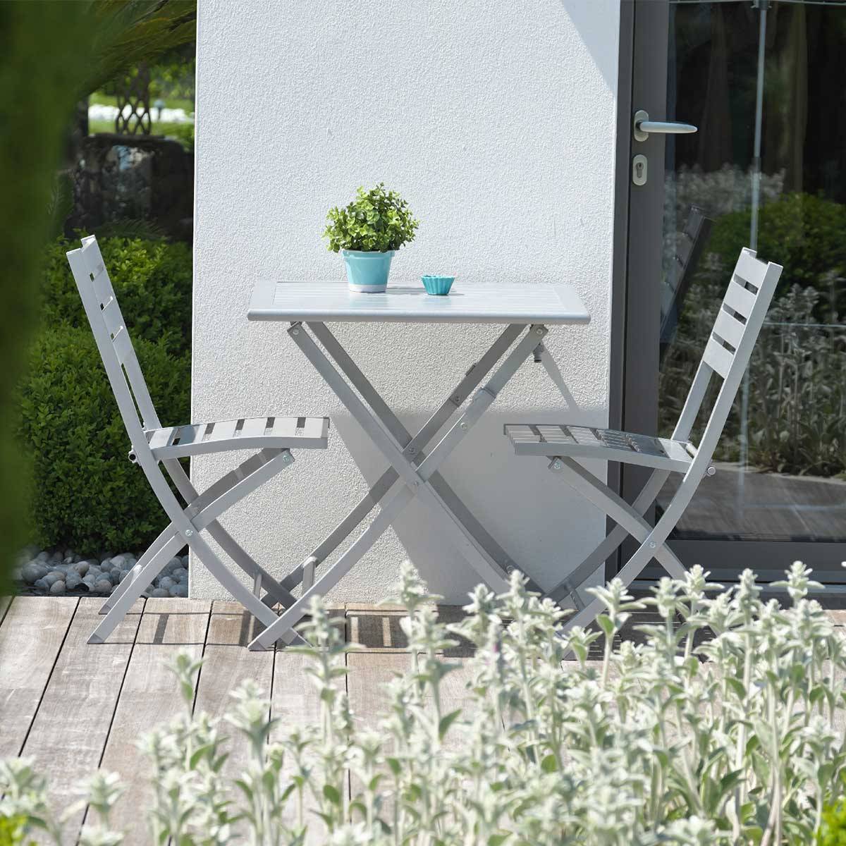 City Garden - Chaise de jardin pliante en aluminium - Gris clair - MARIUS - Image 5