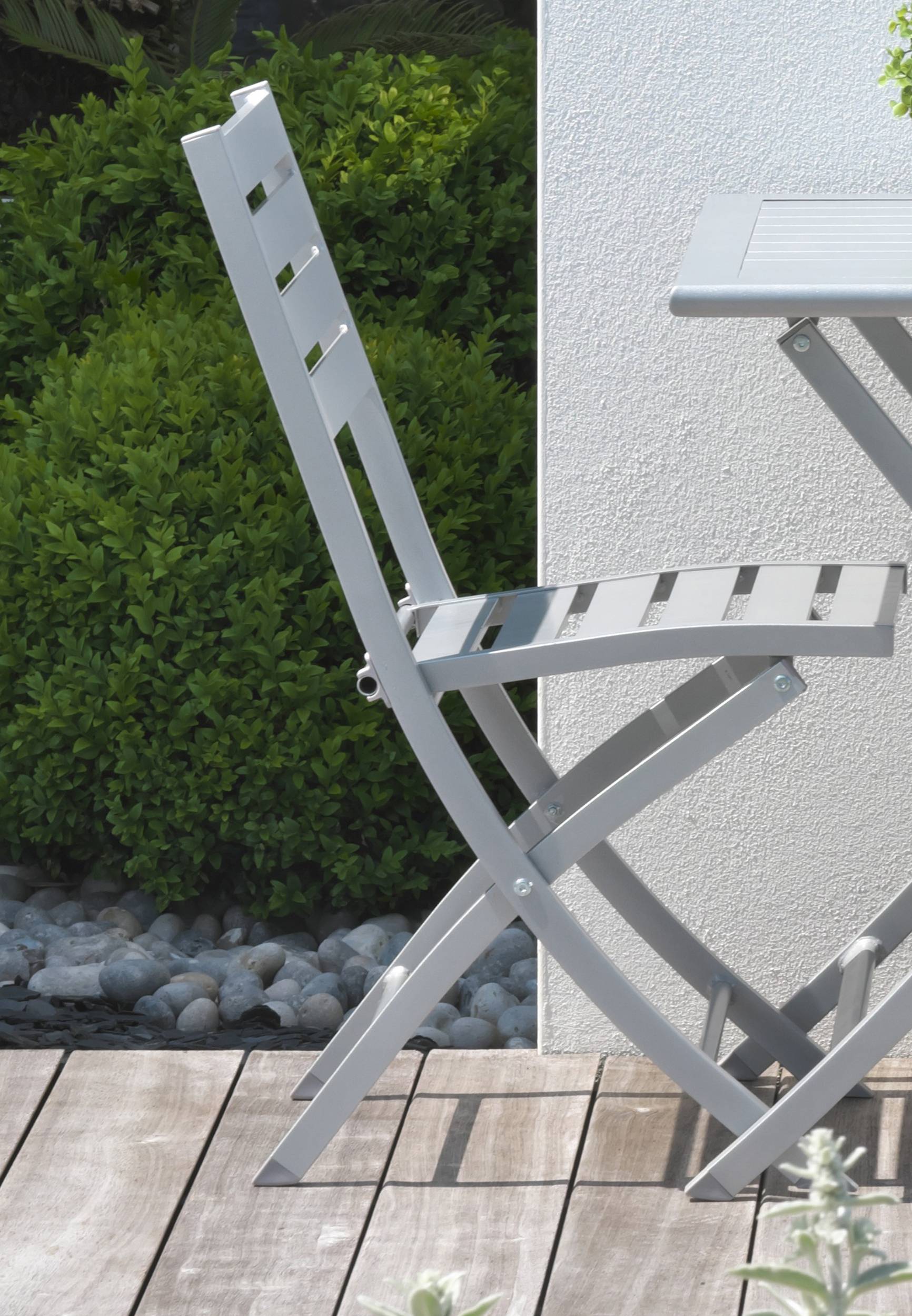 City Garden - Chaise de jardin pliante en aluminium - Gris clair - MARIUS - Image 4