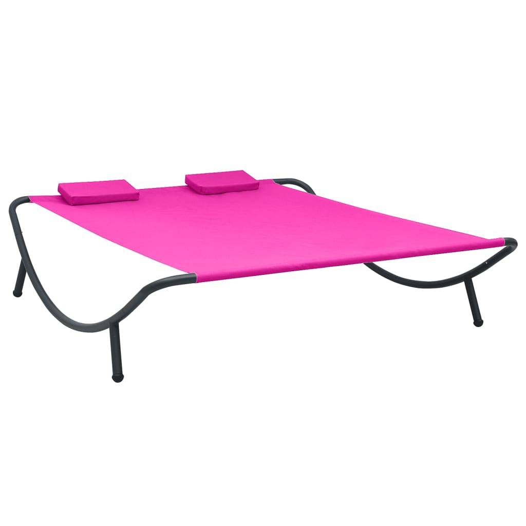 Maison Chic - Bain de soleil - Transat tissu rose - Image 2