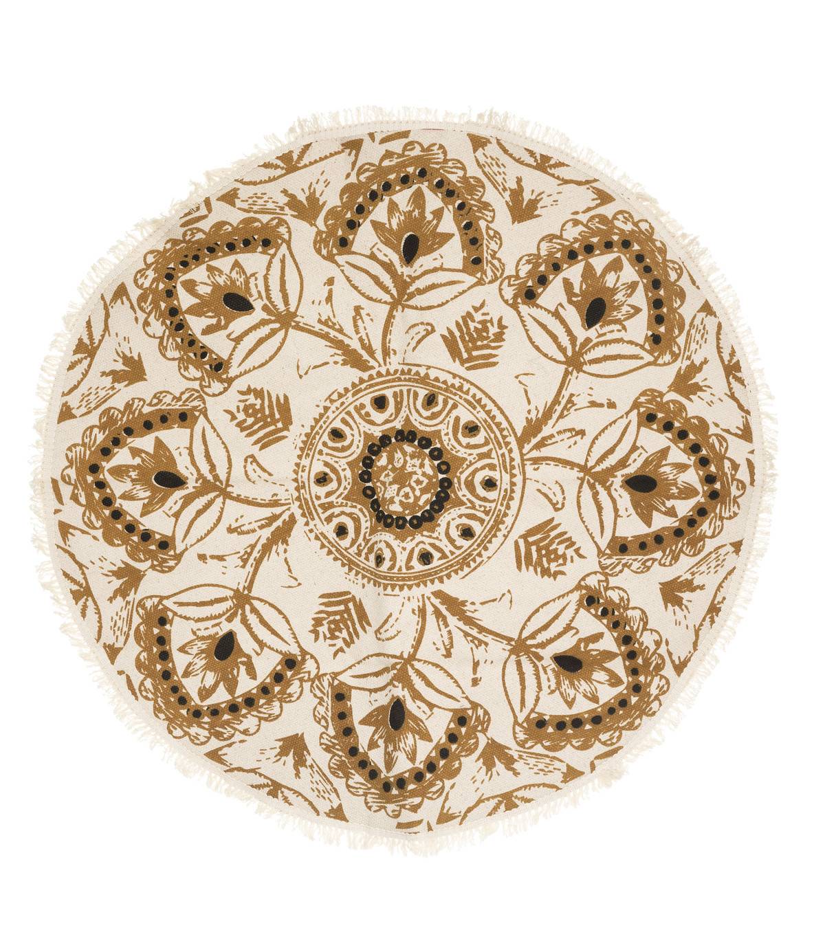 Tapis décoratif en Coton Imprimé D 90 cm - Image 1