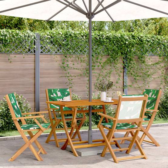 Chaises de jardin pliantes tissu et bois massif vert 54 x 58 x 91 cm (lot de 4) - PANGIVO - Image 1