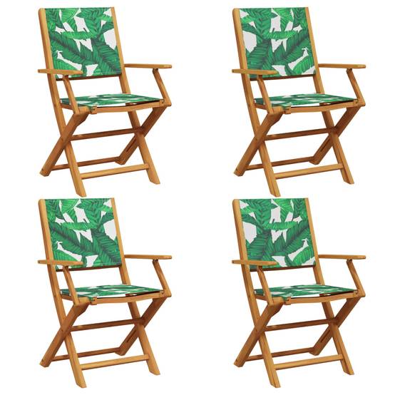 Chaises de jardin pliantes tissu et bois massif vert 54 x 58 x 91 cm (lot de 4) - PANGIVO - Image 2