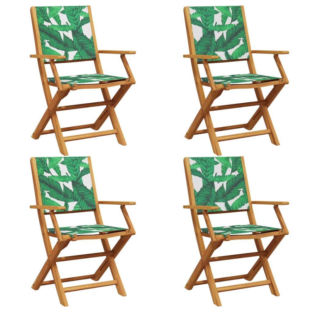 Chaises de jardin pliantes tissu et bois massif vert 54 x 58 x 91 cm (lot de 4) - PANGIVO - Image 2
