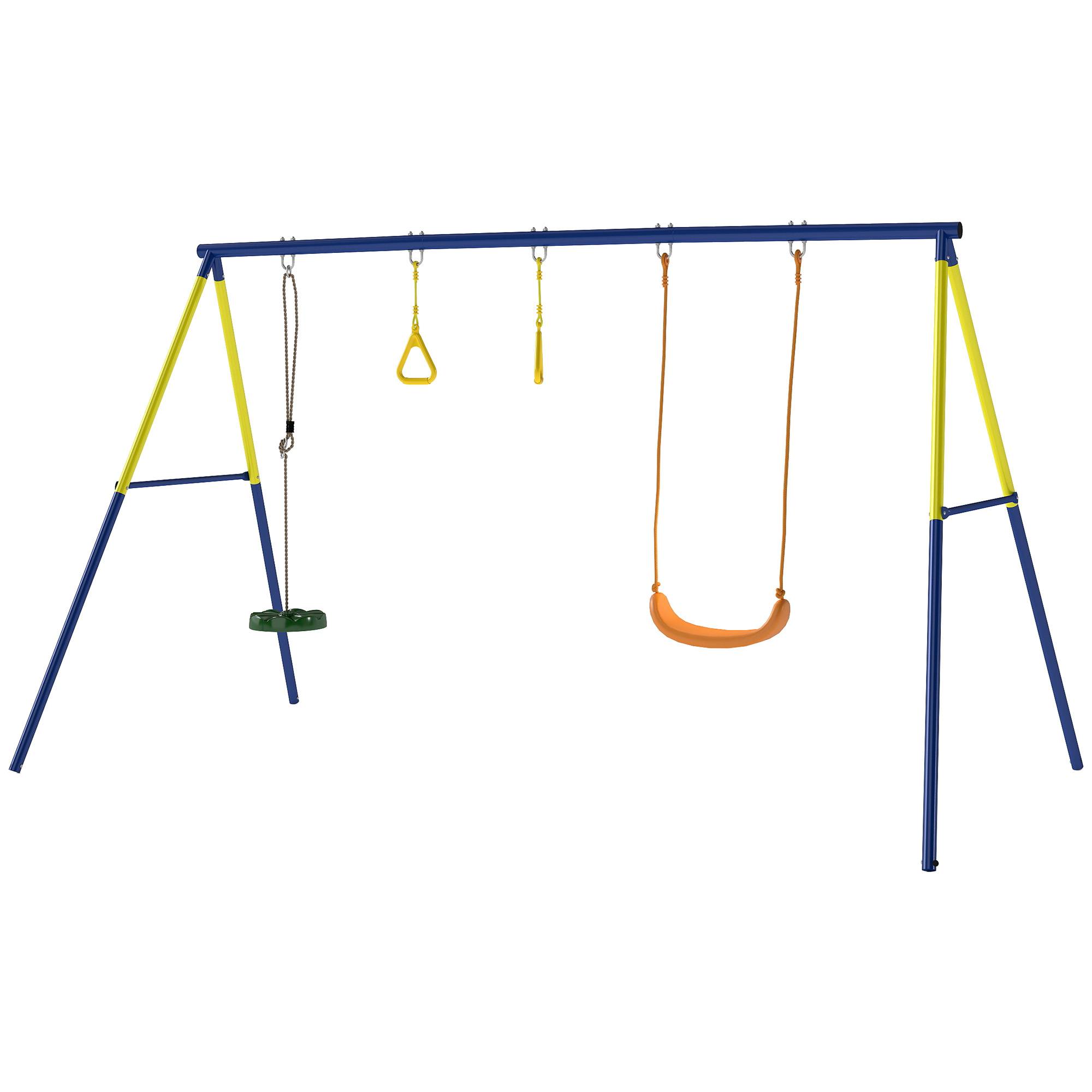 Balançoire de jardin 3 en 1 pour enfants de 3 à 8 ans, en acier et PE, 285 x 160 x 181 cm, multicolore - Image 1