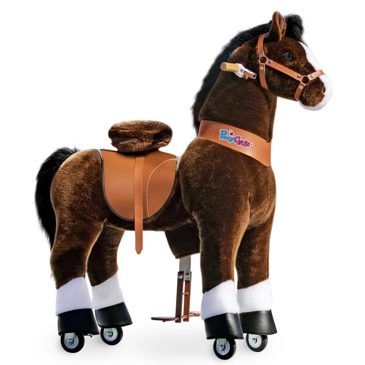 Poney Brun et Chocolat avec Sabots Blancs - Jouet Équestre pour Enfants - Image 1