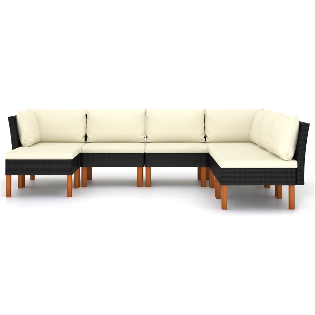 Helloshop26 - Salon de jardin meuble d'extérieur ensemble de mobilier 7 pièces avec coussins résine tressée noir - Image 2