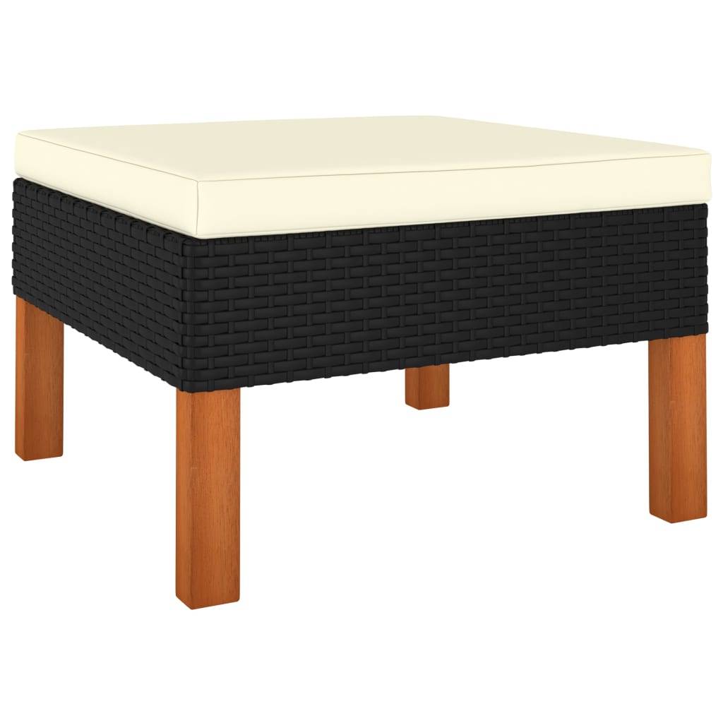 Helloshop26 - Salon de jardin meuble d'extérieur ensemble de mobilier 7 pièces avec coussins résine tressée noir - Image 4