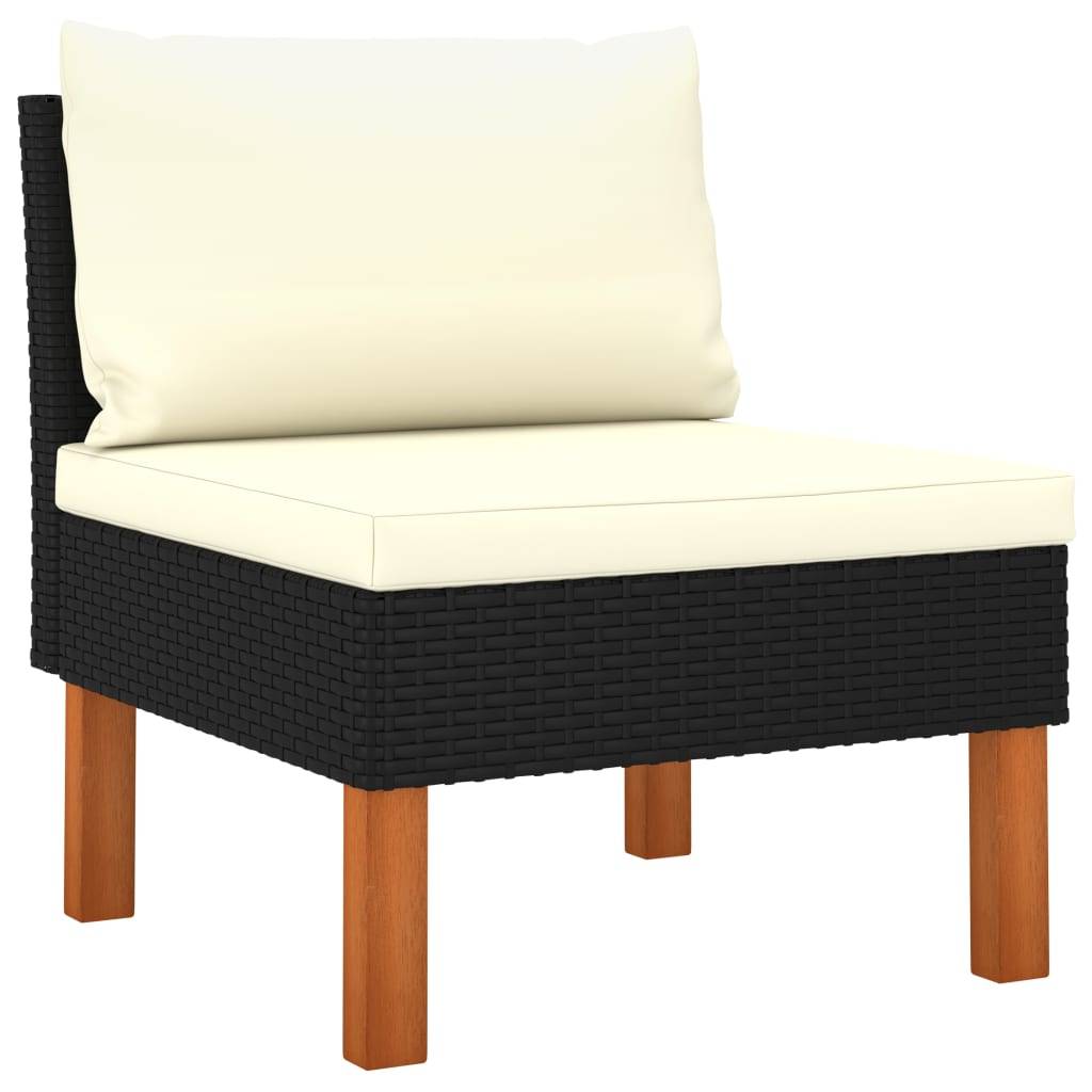 Helloshop26 - Salon de jardin meuble d'extérieur ensemble de mobilier 7 pièces avec coussins résine tressée noir - Image 5