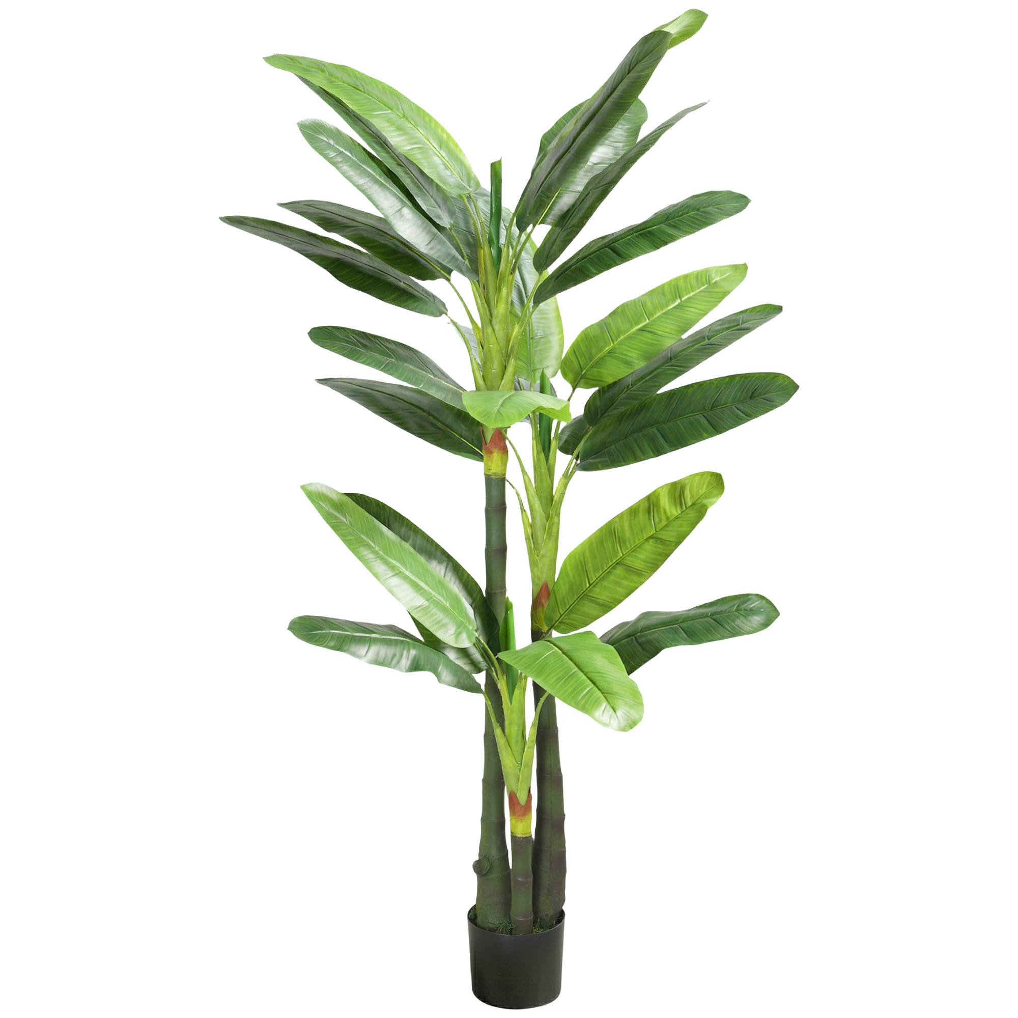 Bananier artificiel plante factice 18 feuilles 180 cm vert - Image 1