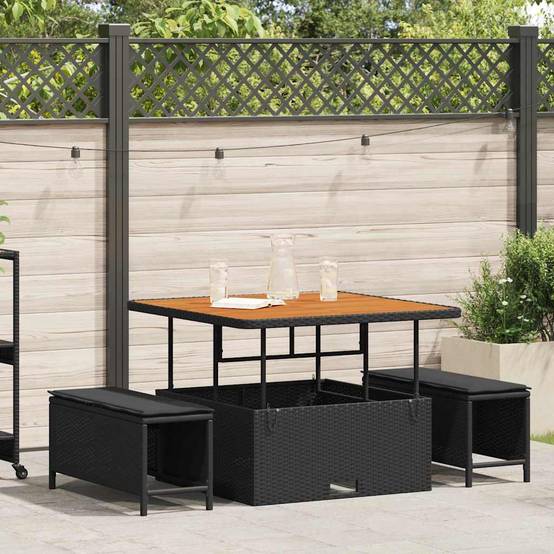 Ensemble de salle à manger pour jardin | Mobilier d'extérieur Noir polyrotin Maison Chic - Image 2