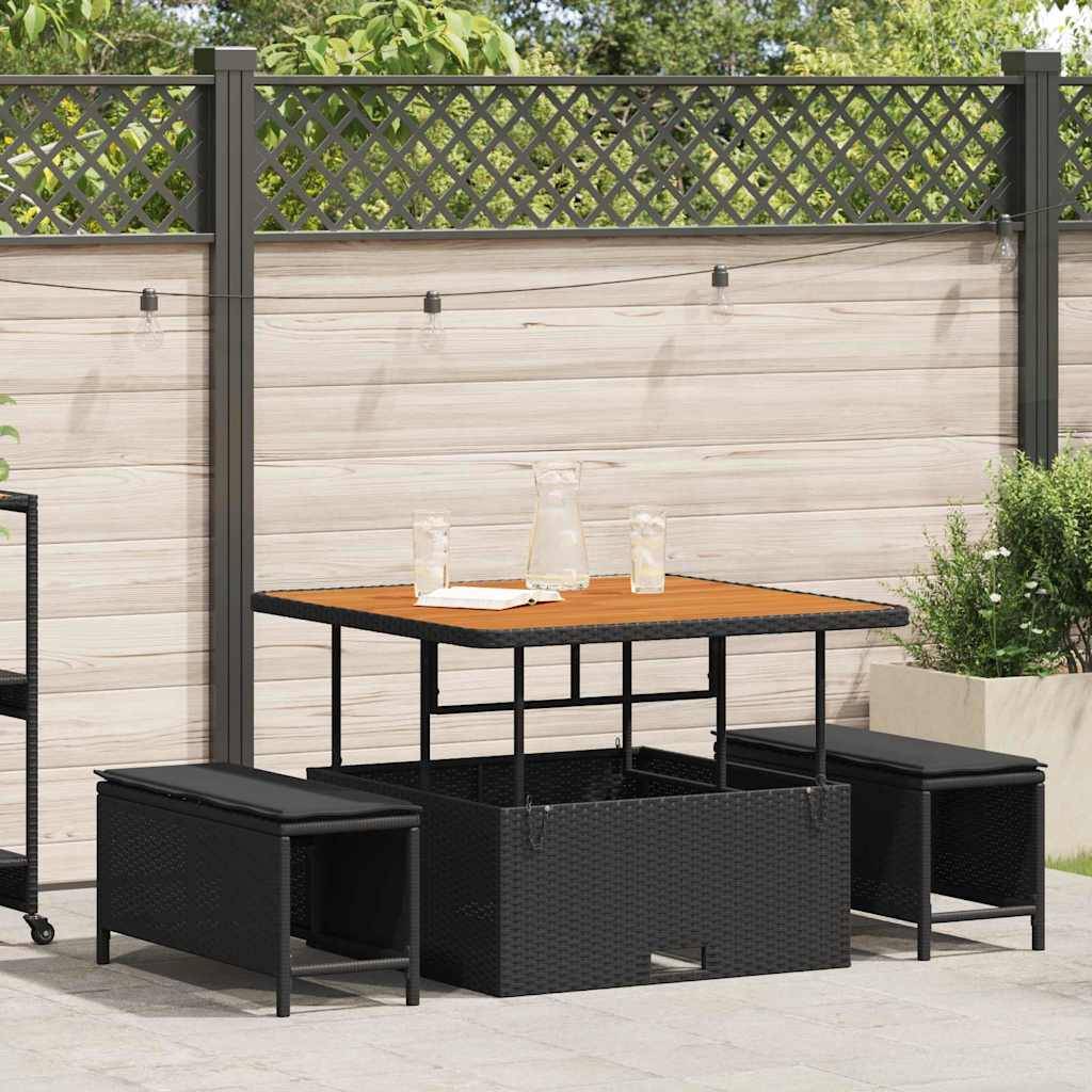 Ensemble de salle à manger pour jardin | Mobilier d'extérieur Noir polyrotin Maison Chic - Image 2